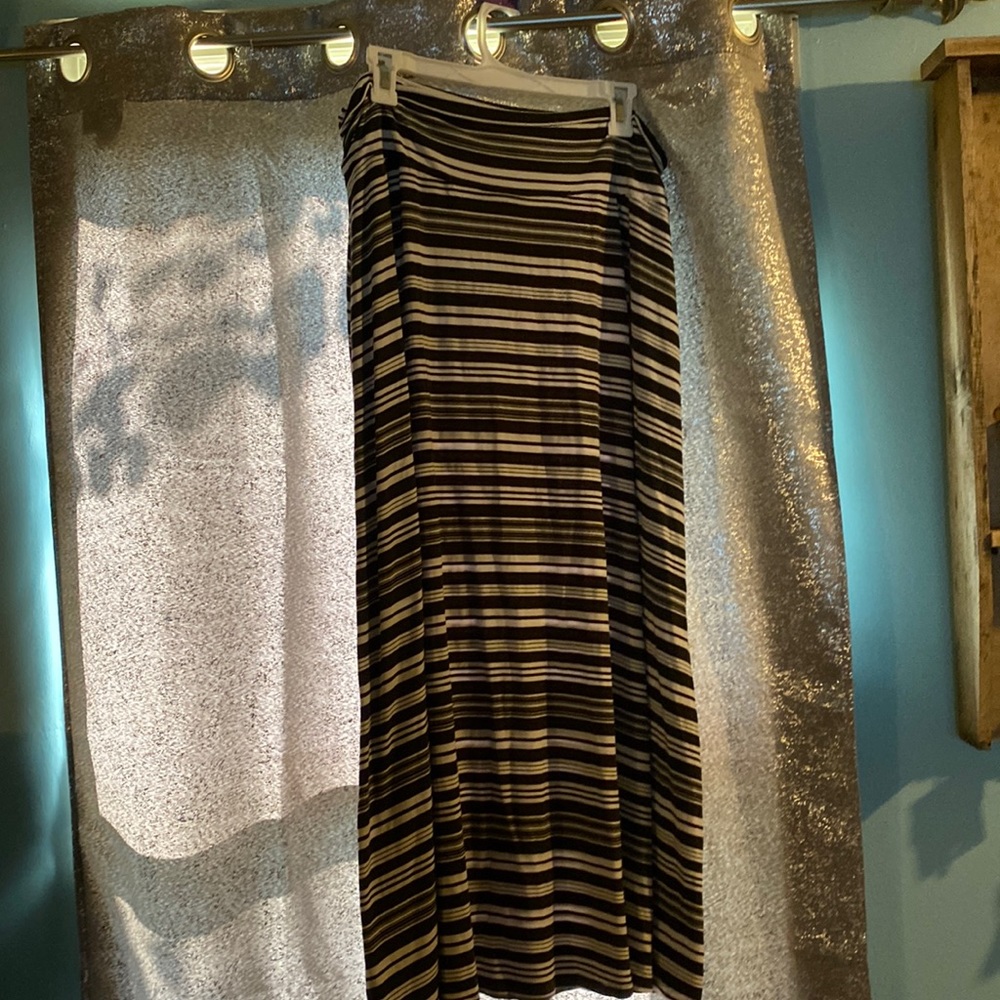 Sage green and white maxi skirt